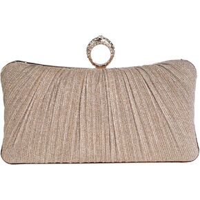Tukaneeko Clutch Purses for Women Glitter Crossbody Purse Pleated Evening Bag with Rhinestone Clutches for Party Wedding Prom