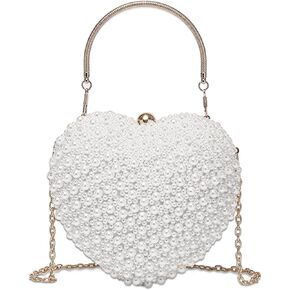 محفظة Simcat Pearl Clutch - حقائب سهرة وحقائب يد للنساء حقائب مسائية بمحفظة لؤلؤة القلب مع محفظة بسلسلة لحفلات الزفاف in Kuwait