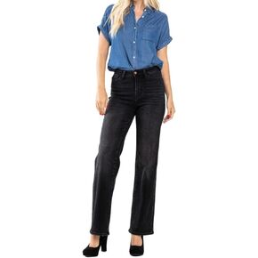 Judy Blue 90's Washed Black High Waist Straight Leg Jeans in Saudi Arabia