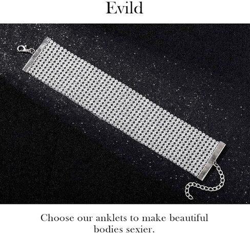 EVILD Glitter Rhinestone Anklet Silver Tassel Fashion Crystal Ankle Bracelet Sparky Party Club Anklets Tennis Rhinestone Foot Jewelry for Women and Girls in Kuwait
