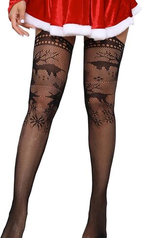 Lunedear Womens Fishnet Suspender Stockings, Black, One size in Kuwait