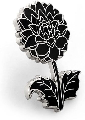 Pinsanity Black Dahlia Flower Enamel Lapel Pin in Saudi Arabia