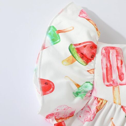 فستان صيفي للفتيات الصغيرات من NUBEEHOHO بأكمام رفرفة سوينغ للأطفال الصغار عباد الشمس فستان صيفي مطوي متدرج للأطفال من 1 إلى 7 سنوات in Kuwait