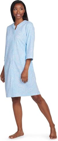 Miss Elaine Women's Interlock Knit Robe, Snap Front and Short Sleeves, Two Front Pockets, Sleepwear and Loungewear in Kuwait