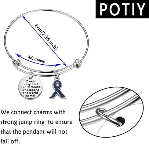 POTIY شريط أزرق للتوعية بسحر القولون، سوار مقاتل لسرطان القولون، شريط للتوعية باللون الأزرق الداكن، هدية ملهمة للناجين من السرطان in Saudi Arabia