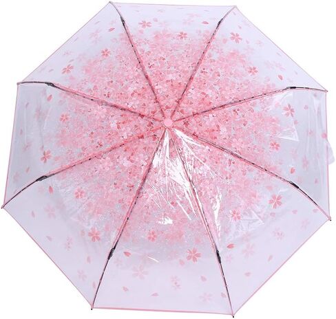 GOWENIC Clear Cherry Blossoms Umbrella, Transparent Sakura Rain Umbrellas Manual Open Type Umbrella with Strong Alloy Handle for Men and Women of All Ages in Saudi Arabia