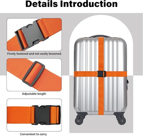Luggage Straps Suitcase Belts Wide Adjustable Packing Straps, Bright Color Adjustable Luggage Belts, 2 Packs, Black Butterfly in Saudi Arabia