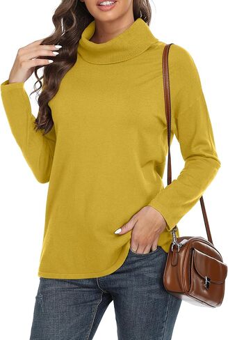 VIISHOW Women's Turtleneck Sweater Long Sleeve Cozy Warm Sweater Casual Lightweight Soft Pullover Jumper Tops in Kuwait