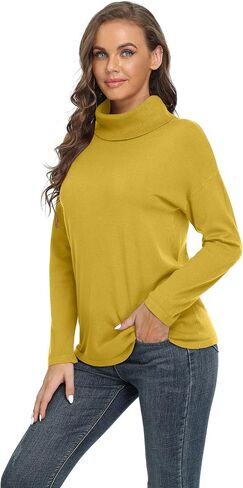 VIISHOW Women's Turtleneck Sweater Long Sleeve Cozy Warm Sweater Casual Lightweight Soft Pullover Jumper Tops in Kuwait