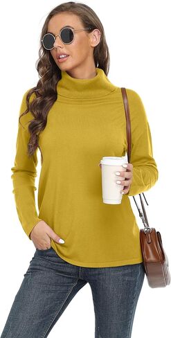 VIISHOW Women's Turtleneck Sweater Long Sleeve Cozy Warm Sweater Casual Lightweight Soft Pullover Jumper Tops in Kuwait