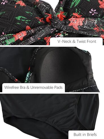 فستان سباحة مقاس كبير من ECUPPER للنساء ملابس سباحة متواضعة من قطعة واحدة ملابس سباحة دانتيل تنورة بدلة استحمام مع قيعان in Kuwait