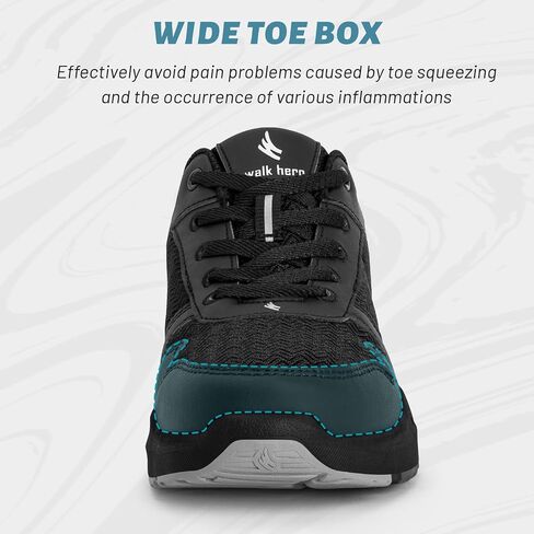 Mens Walking Shoes for Plantar Fasciitis, Orthopedic Sneakers for Men with Arch Support, Wide Toe Box Shoes for Pain Relief with Non Slip Rubber Sole in Saudi Arabia