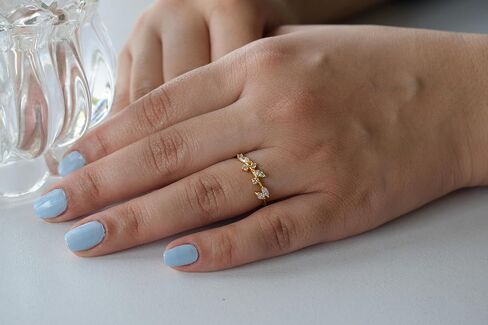 BLEMSA CZ S925 Sterling Silver Leaf Design Ring for Women, Eternity Band Ring, Adjustable in Saudi Arabia