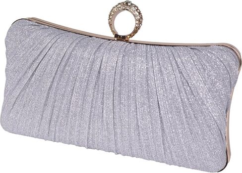 Tukaneeko Clutch Purses for Women Glitter Crossbody Purse Pleated Evening Bag with Rhinestone Clutches for Party Wedding Prom in Saudi Arabia