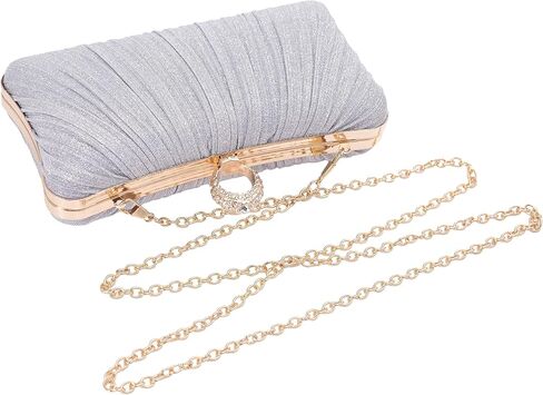 Tukaneeko Clutch Purses for Women Glitter Crossbody Purse Pleated Evening Bag with Rhinestone Clutches for Party Wedding Prom in Saudi Arabia