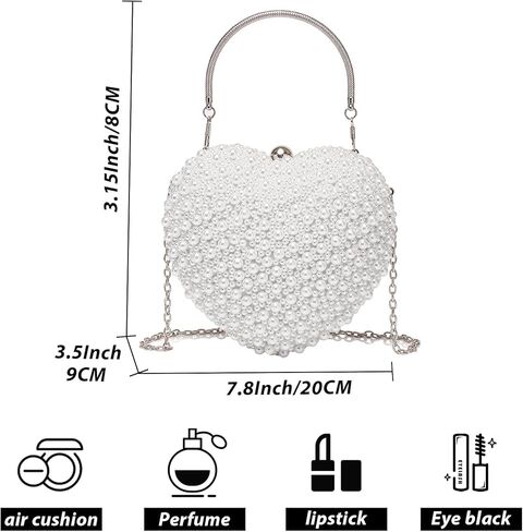 محفظة Simcat Pearl Clutch - حقائب سهرة وحقائب يد للنساء حقائب مسائية بمحفظة لؤلؤة القلب مع محفظة بسلسلة لحفلات الزفاف in Kuwait