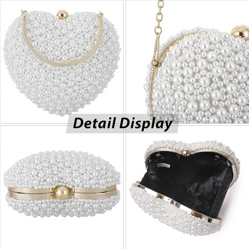 محفظة Simcat Pearl Clutch - حقائب سهرة وحقائب يد للنساء حقائب مسائية بمحفظة لؤلؤة القلب مع محفظة بسلسلة لحفلات الزفاف in Kuwait