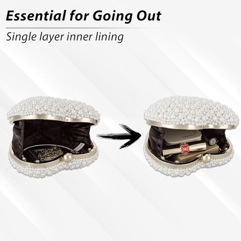 محفظة Simcat Pearl Clutch - حقائب سهرة وحقائب يد للنساء حقائب مسائية بمحفظة لؤلؤة القلب مع محفظة بسلسلة لحفلات الزفاف in Kuwait