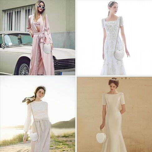 محفظة Simcat Pearl Clutch - حقائب سهرة وحقائب يد للنساء حقائب مسائية بمحفظة لؤلؤة القلب مع محفظة بسلسلة لحفلات الزفاف in Kuwait