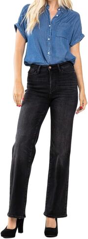 Judy Blue 90's Washed Black High Waist Straight Leg Jeans in Saudi Arabia