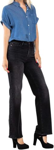 Judy Blue 90's Washed Black High Waist Straight Leg Jeans in Saudi Arabia