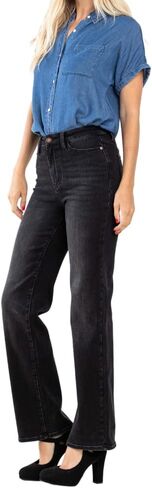 Judy Blue 90's Washed Black High Waist Straight Leg Jeans in Saudi Arabia