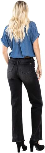 Judy Blue 90's Washed Black High Waist Straight Leg Jeans in Saudi Arabia
