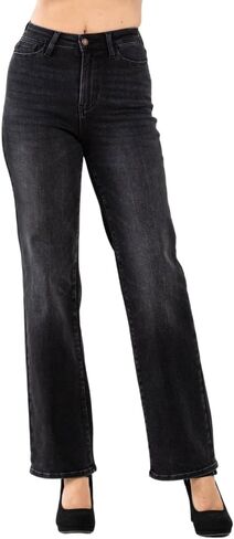 Judy Blue 90's Washed Black High Waist Straight Leg Jeans in Saudi Arabia
