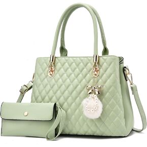 BESYIGA حقائب يد نسائية مبطن محفظة كبيرة حقيبة كتف حقيبة كروسبودي للنساء مقبض علوي حقيبة حمل هوبو 2 قطعة مجموعة محفظة in Kuwait