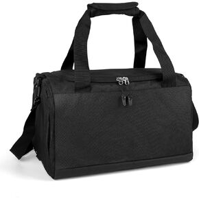 Linkidea Small Duffel Bag for Kids, Soccer, Basketball Sports Equipment Bag with Shoe Compartment, Fit Team Practice or Overnight Travel, 15 X 9 inch Small Gym Bag for Youth, Women (Black)