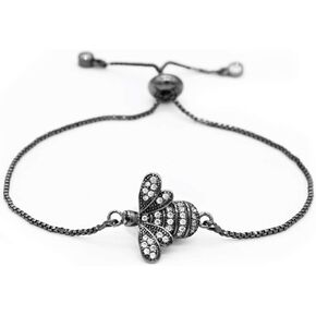 Lepida Micro Pave Bee Pendant Womens Bracelets with Adjustable Box Chain Crystal Diamond CZ Honeybee Jewelry for Her Gift in Kuwait