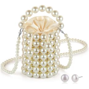 مجموعة مجوهرات بمقبض لؤلؤي للنساء وأقراط لؤلؤية وحقيبة سهرة لؤلؤية in Kuwait