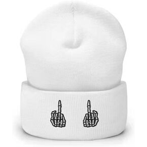 قبعة DianYu Saying F**k Off للشتاء المطرزة بالإصبع الأوسط قبعة شتوية ناعمة متماسكة in Kuwait