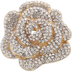Rhinestone Rose Brooch Pin for Women Girls Fashion Crystal Big Blossom Flower Brooch Lapel Pins Elegant Dress Accessories Jewelry Boutonniere Corsage for Hat Bag Suit Tie Gift Wedding Mother's Day
