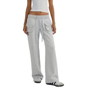 Aurgelmir Women's Wide Leg Sweatpants Lounge Yoga Casual Open Bottom Drawstring Waist Sweatpants with Pockets in Kuwait