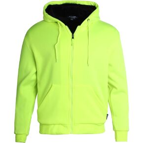 سويت شيرت رجالي عالي الوضوح من Bass Creek Outfitters - سويت شيرت بغطاء رأس بسحاب ثقيل الوزن مبطن بصوف الشيربا، مقاس M-XXL