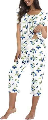 TAOHUADAO Women's Casual Pajama Sets, Lounge Sleepwear Summer Ladies Pjs Sets with Pockets in Saudi Arabia