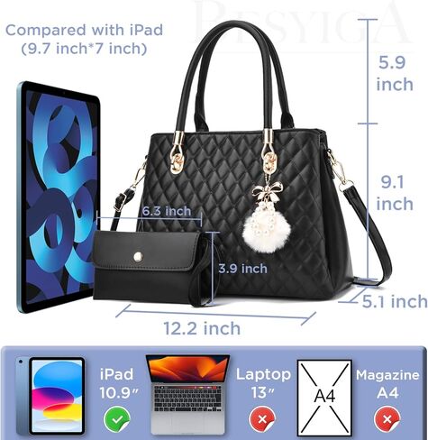 BESYIGA حقائب يد نسائية مبطن محفظة كبيرة حقيبة كتف حقيبة كروسبودي للنساء مقبض علوي حقيبة حمل هوبو 2 قطعة مجموعة محفظة in Kuwait