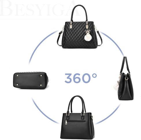 BESYIGA حقائب يد نسائية مبطن محفظة كبيرة حقيبة كتف حقيبة كروسبودي للنساء مقبض علوي حقيبة حمل هوبو 2 قطعة مجموعة محفظة in Kuwait