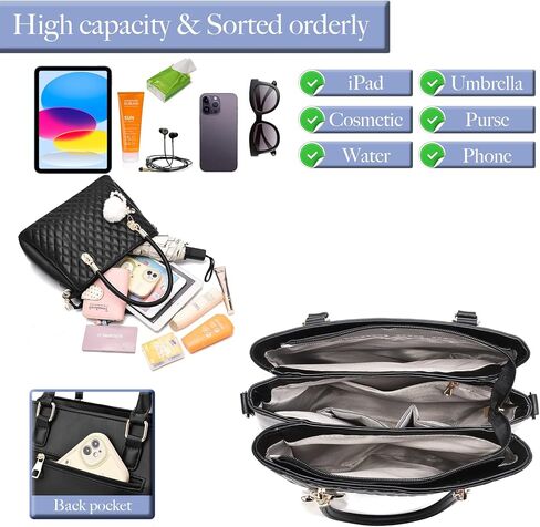 BESYIGA حقائب يد نسائية مبطن محفظة كبيرة حقيبة كتف حقيبة كروسبودي للنساء مقبض علوي حقيبة حمل هوبو 2 قطعة مجموعة محفظة in Kuwait