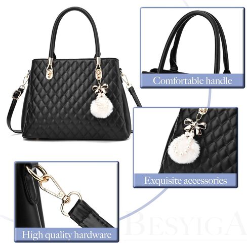 BESYIGA حقائب يد نسائية مبطن محفظة كبيرة حقيبة كتف حقيبة كروسبودي للنساء مقبض علوي حقيبة حمل هوبو 2 قطعة مجموعة محفظة in Kuwait