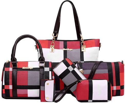 ZiMing 6-Pcs Womens Handbags Tote Bags Shoulder Bag Leather Purses Satchel Bag Top-Handle Handbag Crossbody Bag Wallet Clutch in Saudi Arabia