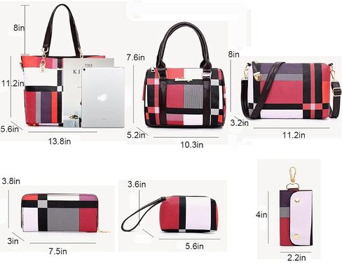 ZiMing 6-Pcs Womens Handbags Tote Bags Shoulder Bag Leather Purses Satchel Bag Top-Handle Handbag Crossbody Bag Wallet Clutch in Saudi Arabia