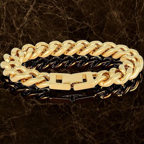 LIFETIME JEWELRY 14mm Diamond Cut Miami Curb Cuban Link Bracelet 24k Gold Plated in Saudi Arabia