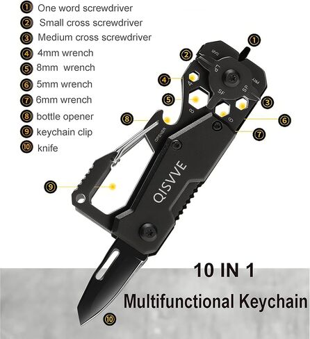 مشبك حلقة مفاتيح QISVVE Carabiner ، مشبك مفاتيح السيارة ، فتاحة زجاجات EDC سلسلة المفاتيح للرجال والنساء أسود ، M, أسود, Medium in Kuwait