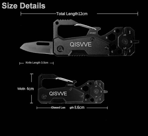 مشبك حلقة مفاتيح QISVVE Carabiner ، مشبك مفاتيح السيارة ، فتاحة زجاجات EDC سلسلة المفاتيح للرجال والنساء أسود ، M, أسود, Medium in Kuwait