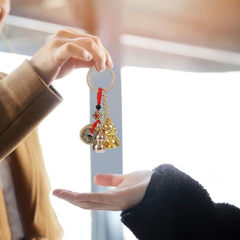 Amosfun Keychains for Women 2Pcs Year of Ox Keychain Pendant Five Emperor Money Pendant Car Key Holder in Saudi Arabia