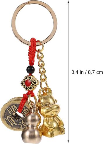 Amosfun Keychains for Women 2Pcs Year of Ox Keychain Pendant Five Emperor Money Pendant Car Key Holder in Saudi Arabia