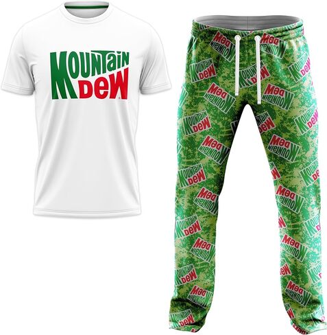 Pepsi mens 2-pc Lounge Set With T-shirt and Lounge Pant in Gift Box, Mountain Dew Designs in Sizes S-xlLounge Set in Kuwait