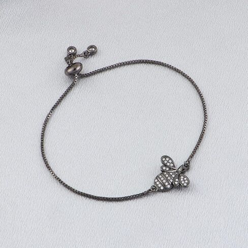 Lepida Micro Pave Bee Pendant Womens Bracelets with Adjustable Box Chain Crystal Diamond CZ Honeybee Jewelry for Her Gift in Kuwait